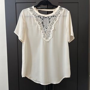 Cream Blouse with Lace Detail